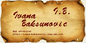 Ivana Bakšunović vizit kartica
